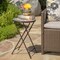 GDFStudio Sandor Outdoor Beige and Black Stone Side Table with Iron Frame